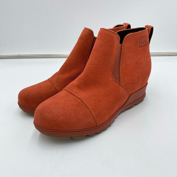 Sorel Women Warp Red Suede Evie Waterproof Pull-On Bootie Size 8.5 NWT - Picture 1 of 8